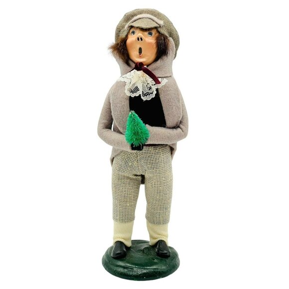 Byers Choice Other - Byers Choice Man with Small Tree Tan Jacket Hat Checked Pants 1985 Bumpy Base